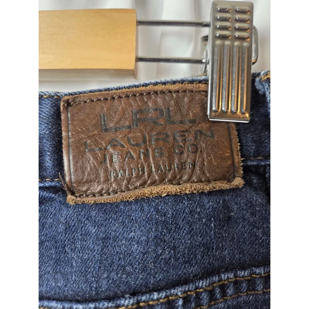 Lauren Ralph Lauren Denim Skirt Women Blue Jean Straight Classic Zip Front 12/14 - Picture 6 of 8